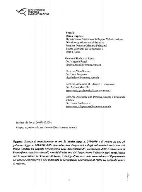 Istanza di revoca in autotutela